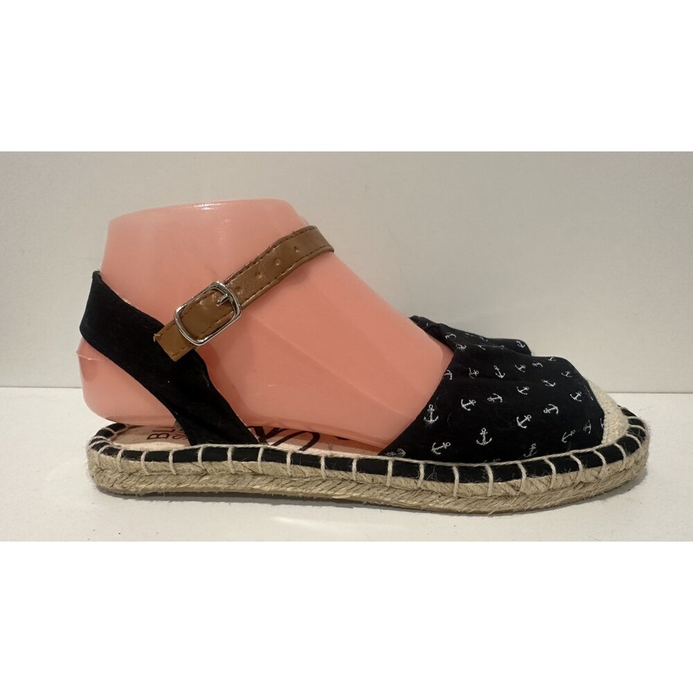 Blue women size 6  textile multicolor  flat sandals ankle strap rope shoes